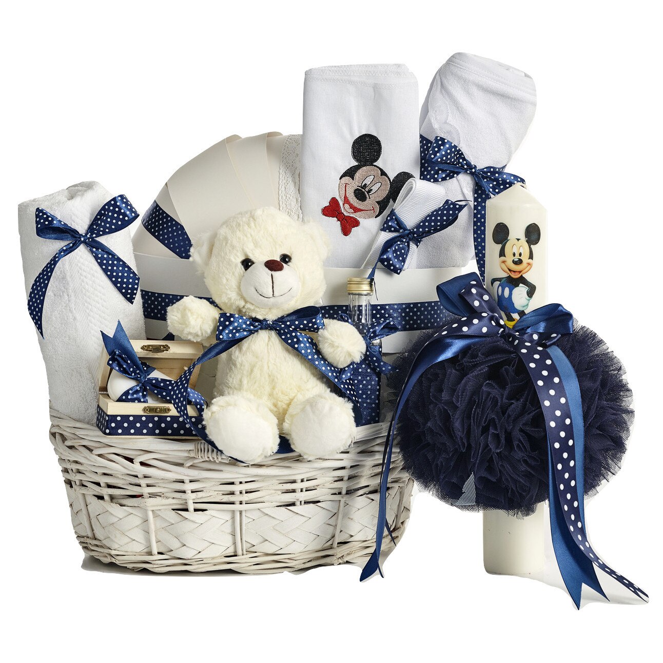 Cos cadou Botez- Amazing Bebe- Lumanare si Trusou Botez, 11 Piese