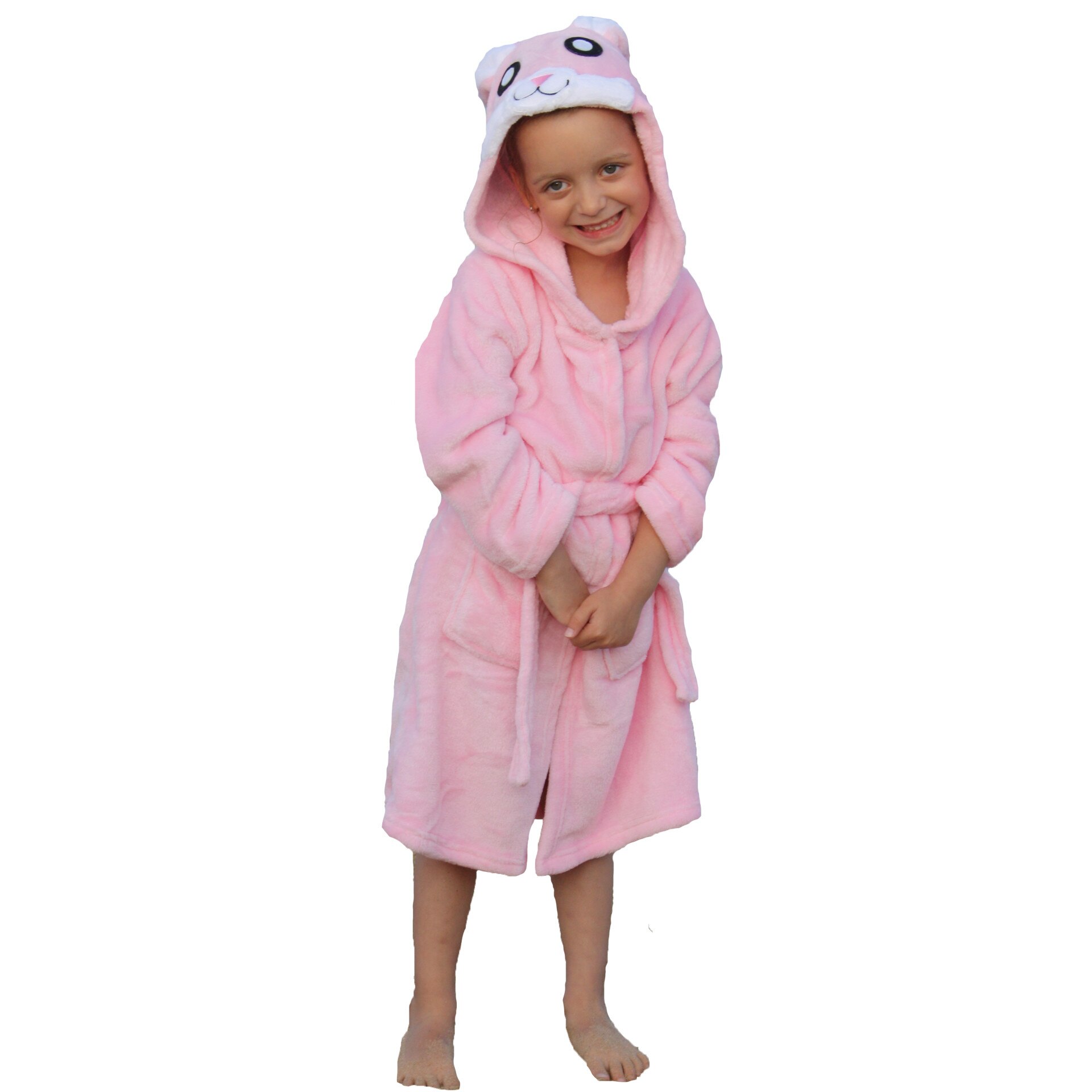 Halat de baie copii iepuras, 5-6 ani, roz