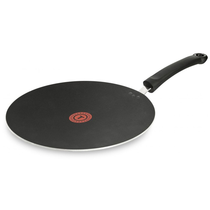 Tefal Tempo Flame плосък тиган за тортили, липи, индийски хляб, тава за печене на котлон, кръгла тава с дръжка, незалепващо покритие, Thermo-Spot, Ø36 см, алуминий, произведен във Франция