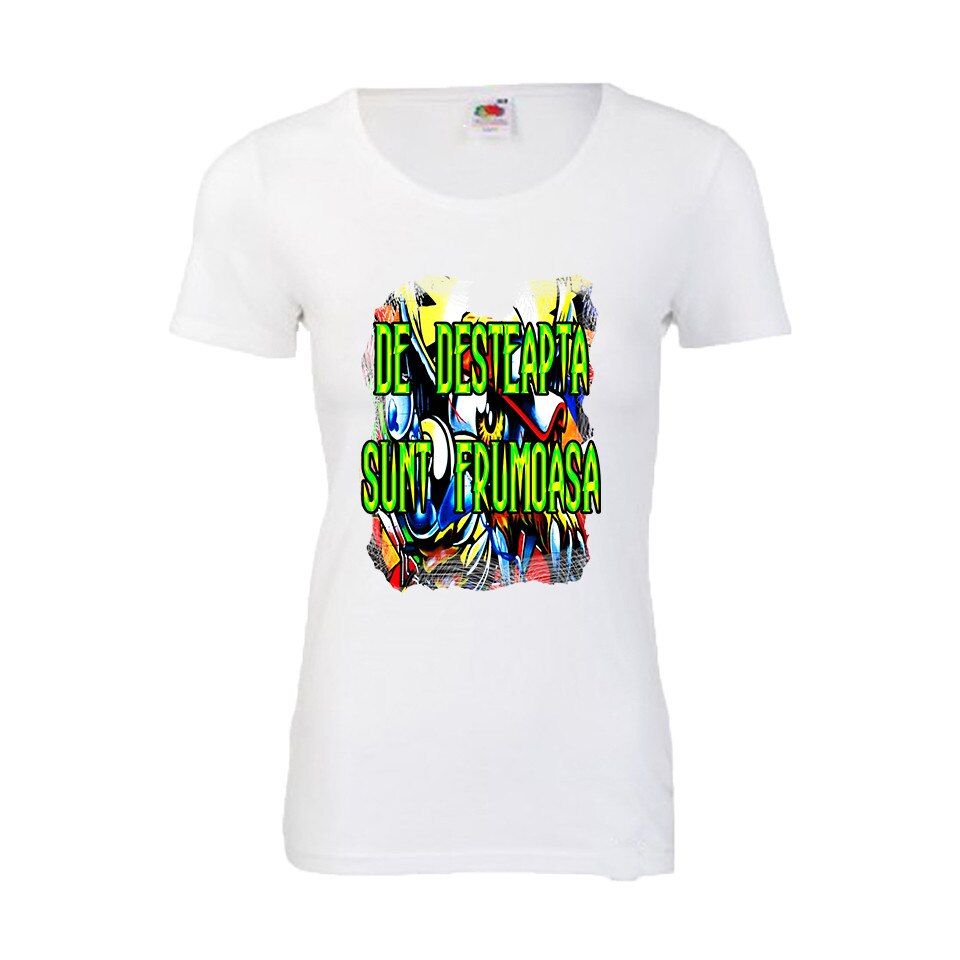 TRICOU DAMA personalizat DE DESTEAPTA SUNT FRUMOASA alb S