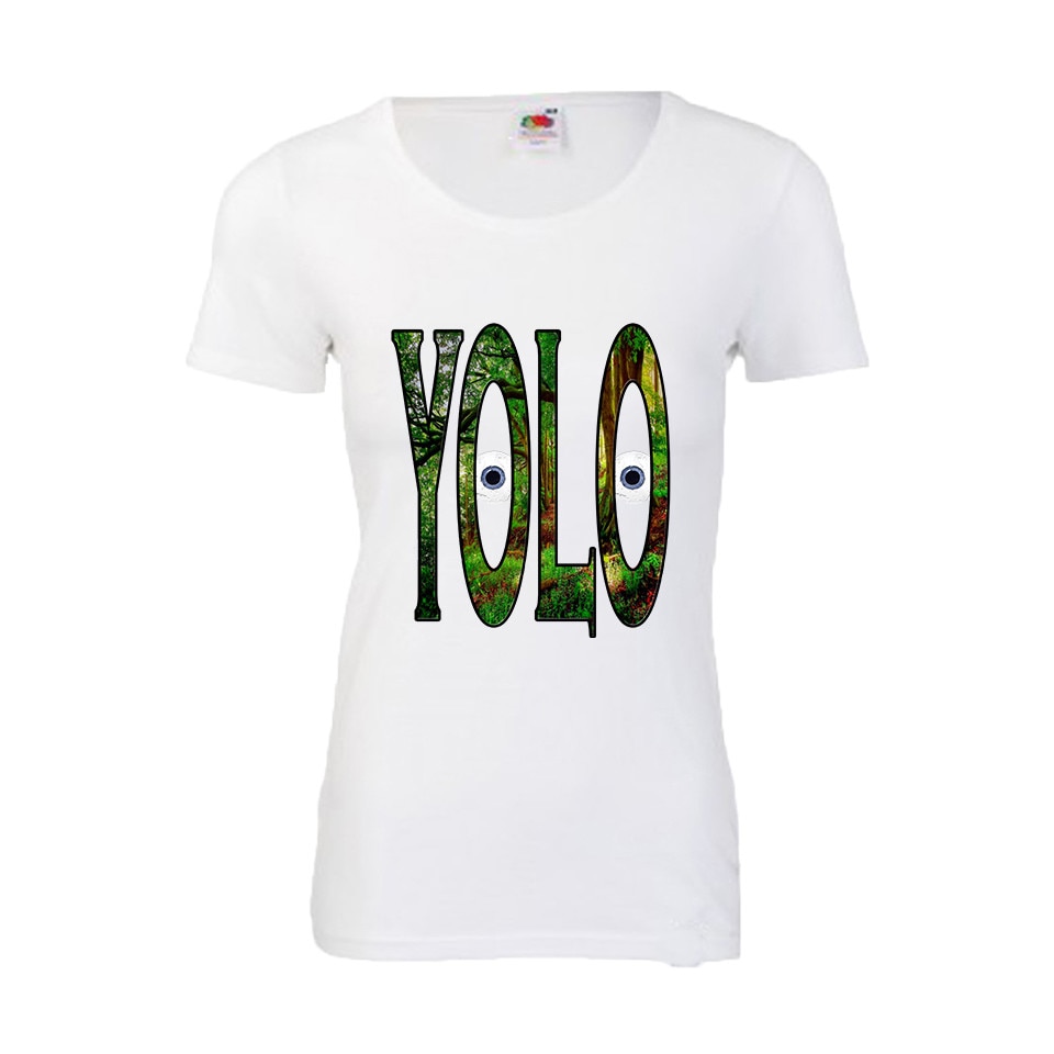 TRICOU DAMA personalizat yolo eyes alb S