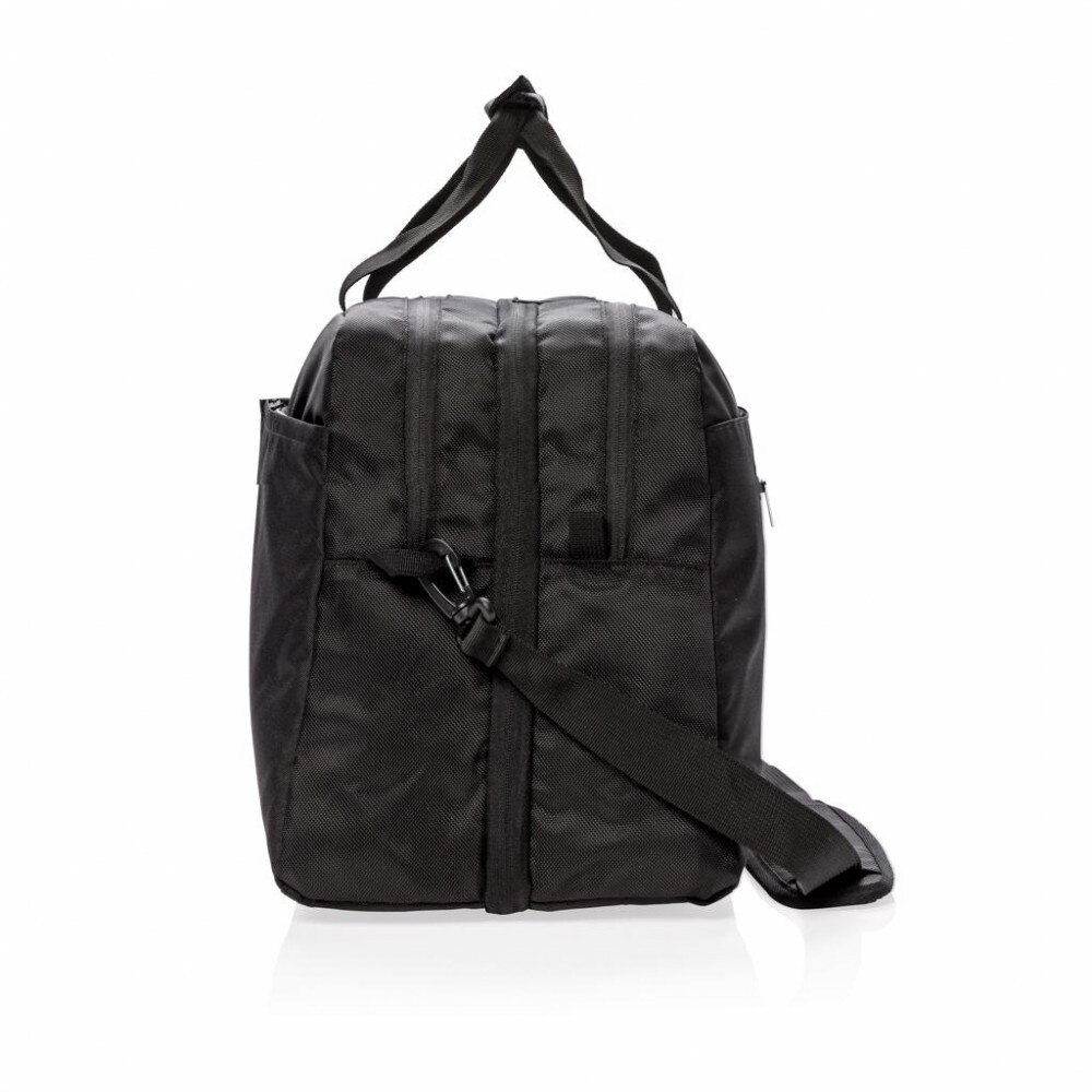 Geanta RFID, compartiment laptop 15.6 inch, 2 buzunare frontale, Swiss Peak by AleXer, RD, poliester, negru, breloc inclus