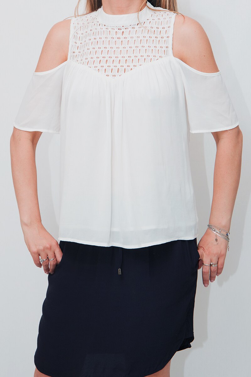 Bluza cu maneci cazute Sisters Point, Alb