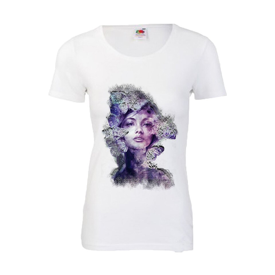 Tricou personalizat de dama Psycho butterfly alb M