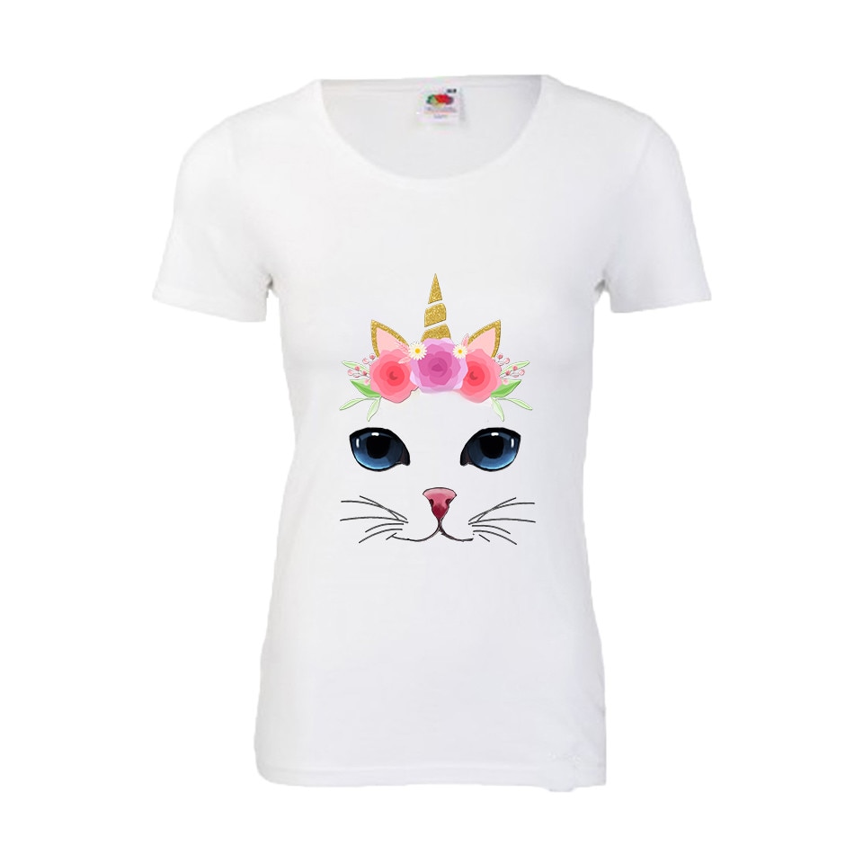 Tricou personalizat de dama White unicorn cat alb XL