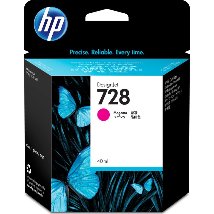 HP 728 Eredeti DesignJet T730 tintapatron, F9J62A, Magenta