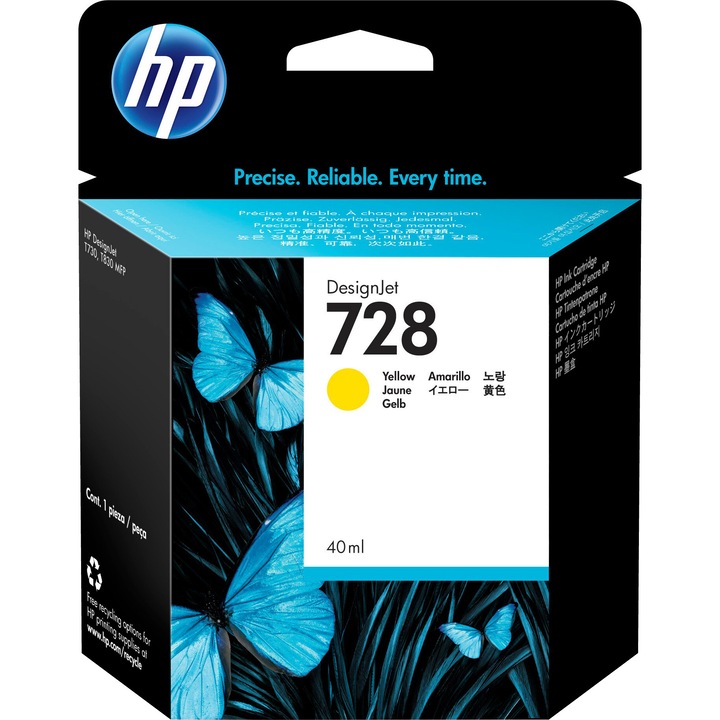 HP DESIGNJET T730 Toner, NR.728 F9J61A 40ml, Sárga