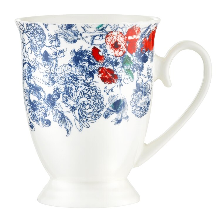 Cana 300ml model flori Diana albastru