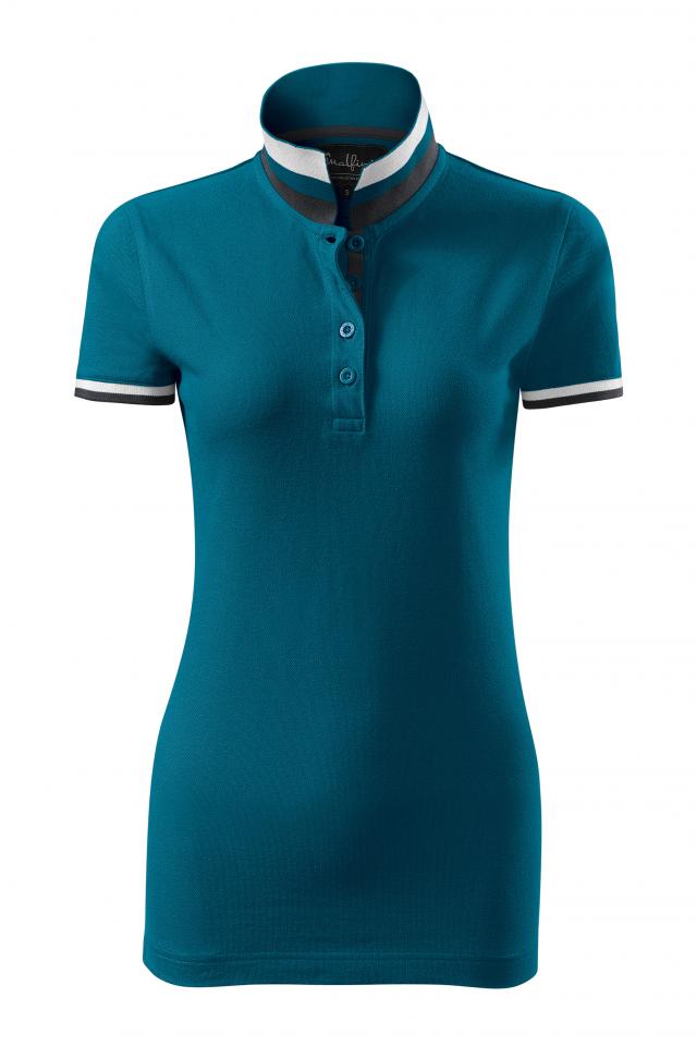 Tricou polo pentru dama Collar Up, Albastru petrol