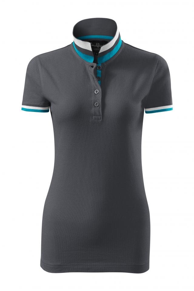Tricou polo pentru dama Collar Up, Light anthracit
