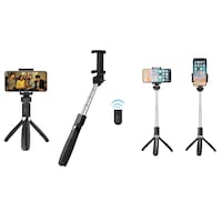 Selfie Stick/Trepied Telescopic, Suport pentru Telefon Reglabil, Bluetooth si Telecomanda Detasabila, Unghi de Inclinare Reglabil si Rotire la 360°, Globalport Retail®