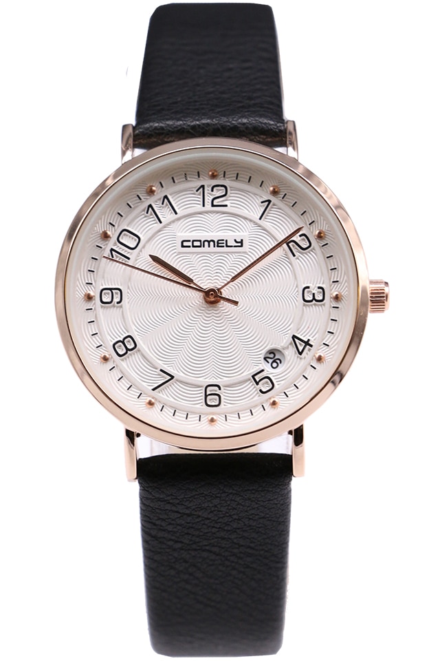 Ceas pentru dama, mecanism Quartz, piele eco, C437BKWE Alb negru