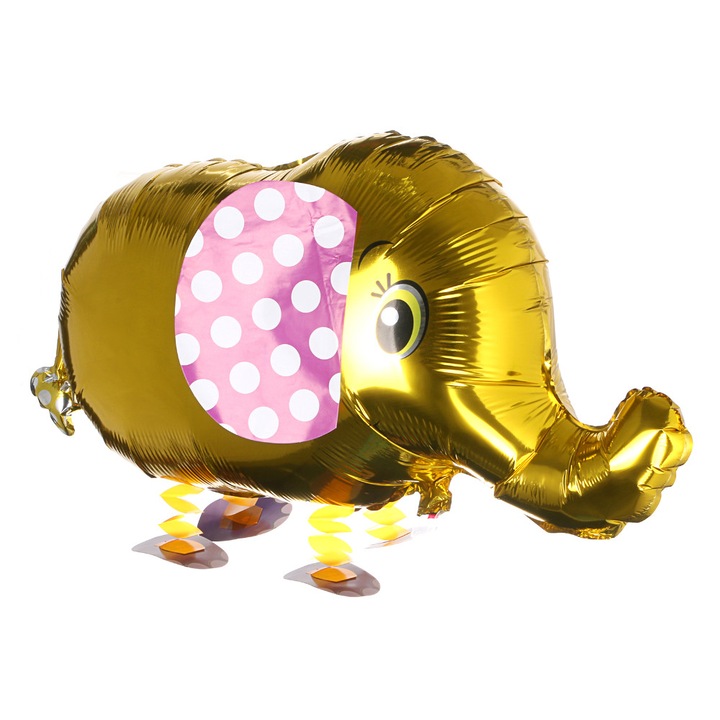 Sétáló elefánt fólia lufi, arany