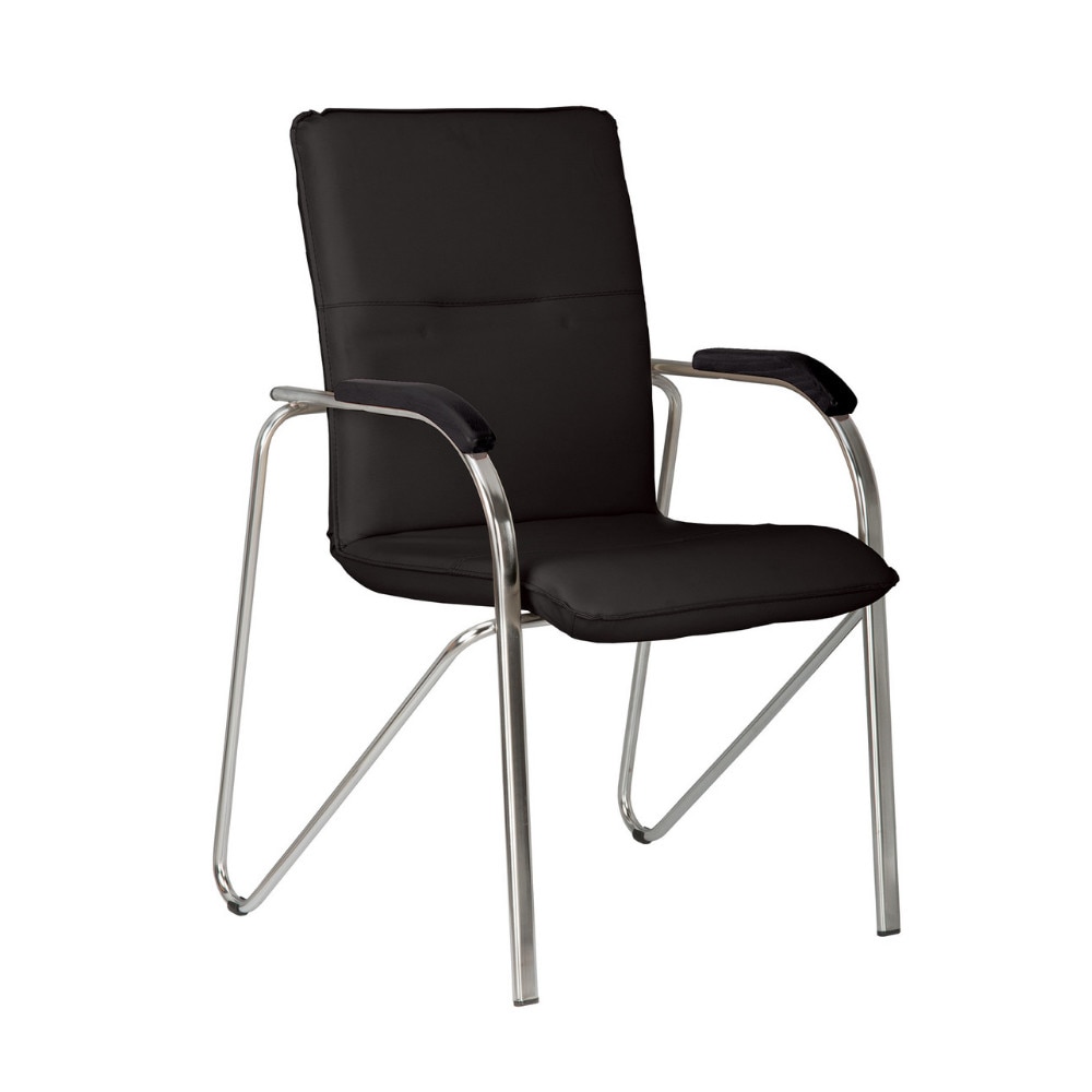 Scaun vizitator SAMBA Wood1, Negru, piele ecologica, Ergonica