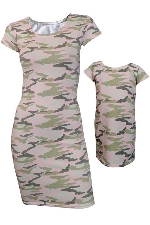 Set mama / fiica , rochii imprimeu camuflaj, multicolor marimea S + 2/3 ani