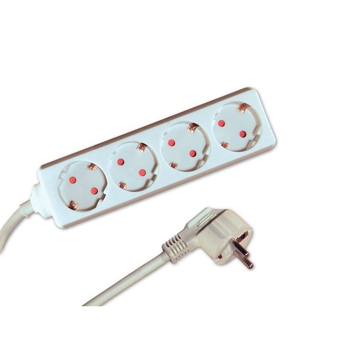Разклонител за контакт с детска защита 4-ка бял 5m 220V 16A