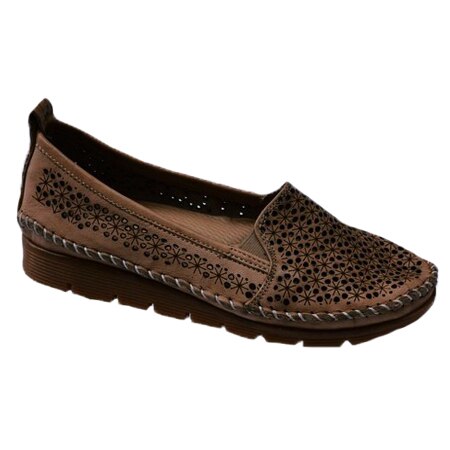 Balerin casual,model cu perforatii,D&J Exclussive, Maro