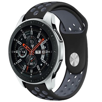 Curea ceas Smartwatch Samsung Gear S2, iUni 20 mm Silicon Sport Black-Grey