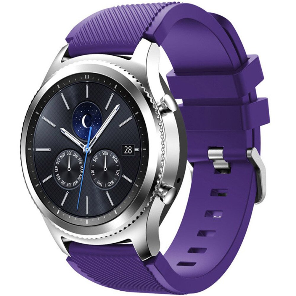 Curea ceas iUni compatibila cu Smartwatch Samsung Gear S3, 22 mm Silicon Purple