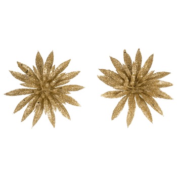 Set Holly 2 decoratiuni craciunita auriu 10 cm Set Holly 2 decoratiuni craciunita auriu 10 cm
