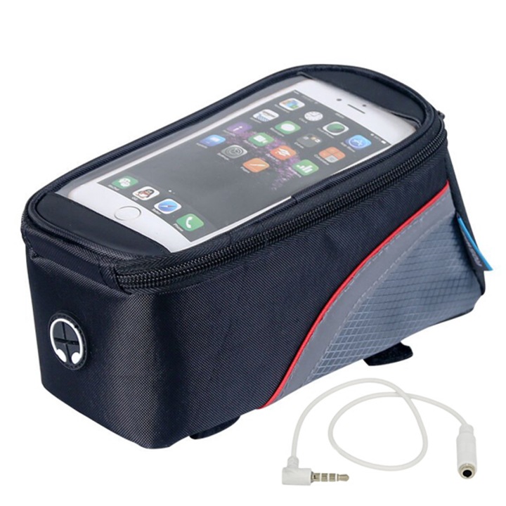 Велосипедна чанта, водоустойчива поставка за мобилен телефон, черно-червен 5,5" подарък жак за слушалки