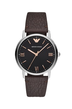 Emporio Armani, Ceas rotund cu o curea de piele, Maro Emporio Armani, Ceas rotund cu o curea de piele, Maro