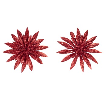 SET Holly 2 decoratiuni craciunita rosu 10 cm SET Holly 2 decoratiuni craciunita rosu 10 cm