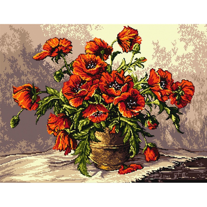 Goblen Maci de camp , Hudemas , kit goblen imprimat pe panza , cu fire mouline