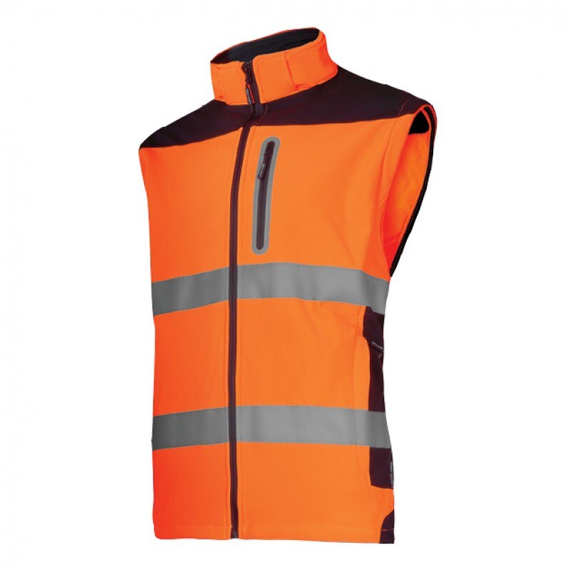 Jacheta reflectorizanta elastica, 100% poliester, 3 buzunare, maneci detasabile, marime S, Portocaliu