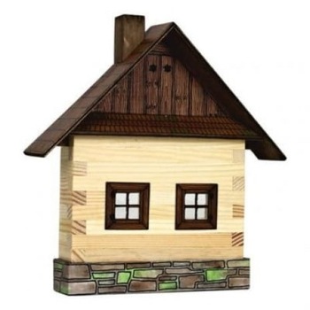 Set de constructie model Cabana cu doua ferestre, 52 piese din lemn, +5 ani Set de constructie model Cabana cu doua ferestre, 52 piese din lemn, +5 ani