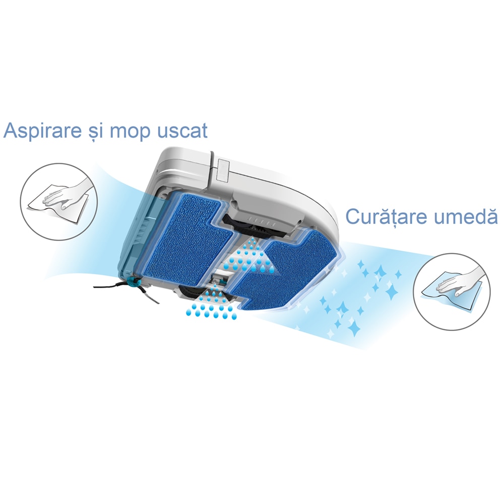 Robot mop-aspirator HOBOT LEGEE 669-4 in 1- Aspirare, stergere uscata, pulverizare, stergere umeda, Giroscop, Control al apei