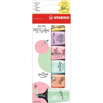 Set 6 culori Textmarker Stabilo Boss Mini Pastel Love, cutie cu agatatoare Set 6 culori Textmarker Stabilo Boss Mini Pastel Love, cutie cu agatatoare
