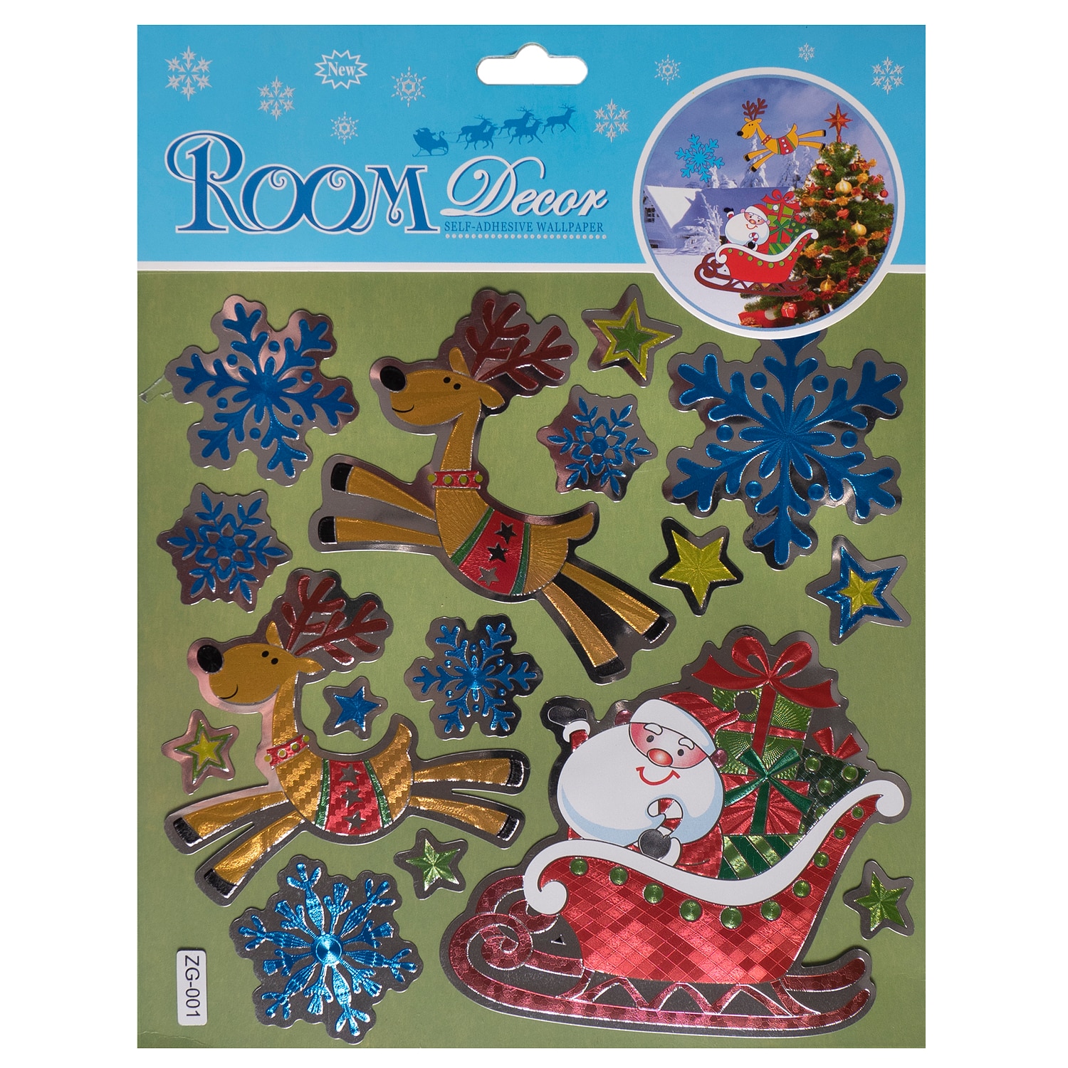 Stickere festive Holly Mos Craciun in sanie 18x23.5 cm