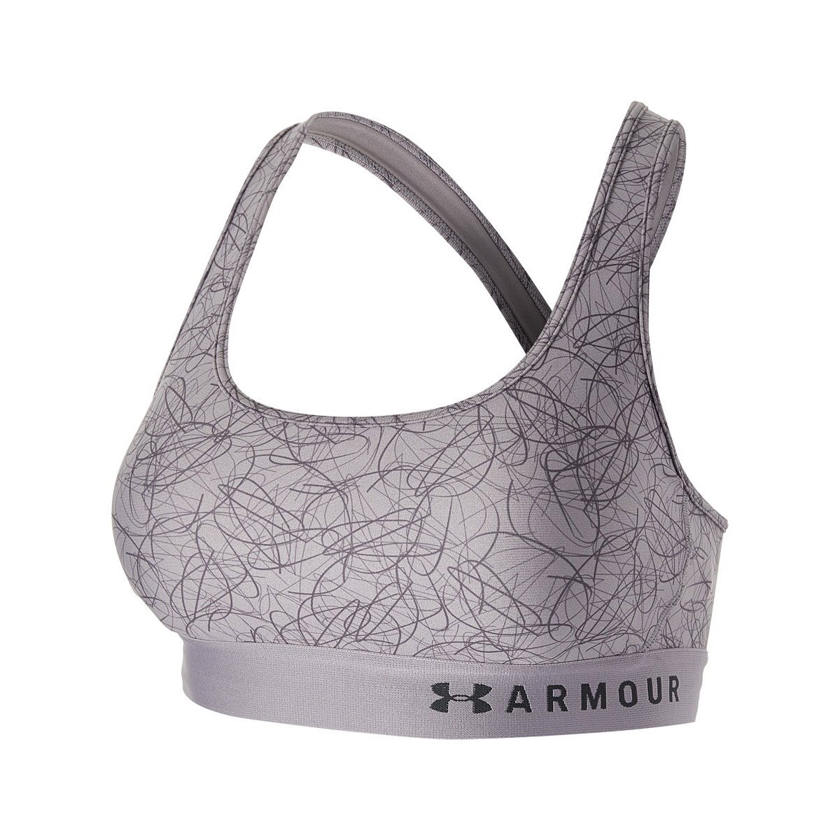BUSTIERA UNDER ARMOUR FEMEI ARMOUR MID CROSSBACK PRINTED BRA, Gri