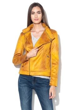 DESIGUAL, Jacheta cu fermoar si detalii in relief Millet, Galben sofran, S DESIGUAL, Jacheta cu fermoar si detalii in relief Millet, Galben sofran, S