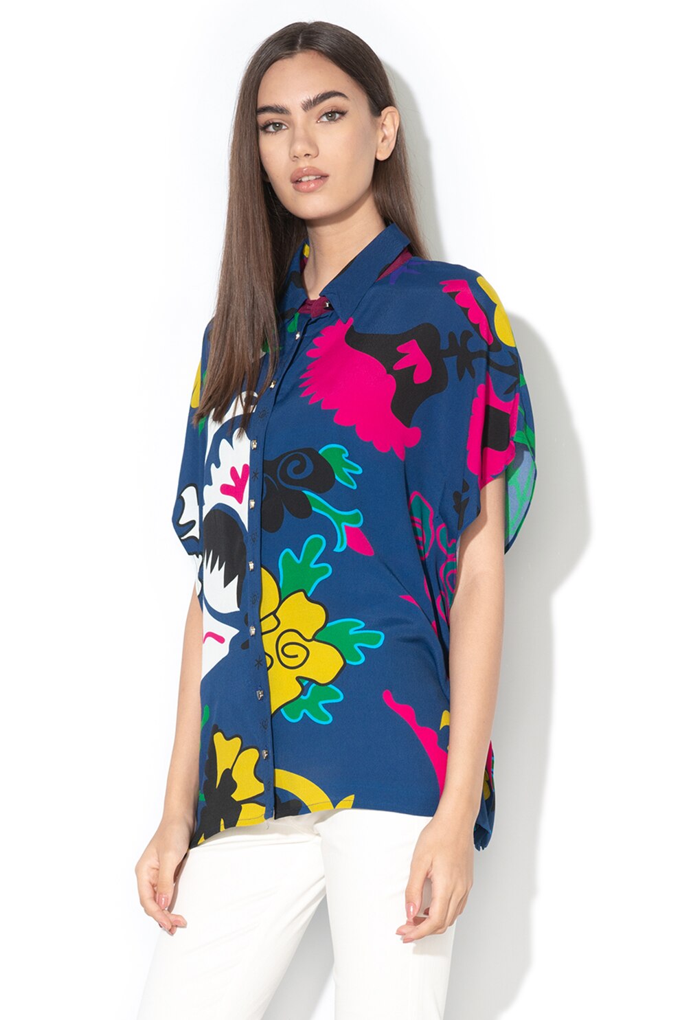 DESIGUAL, Camasa lejera cu imprimeu abstract Abril, Multicolora, M