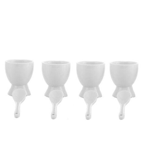 Set 4 cupe pentru oua cu lingurite Bravissima