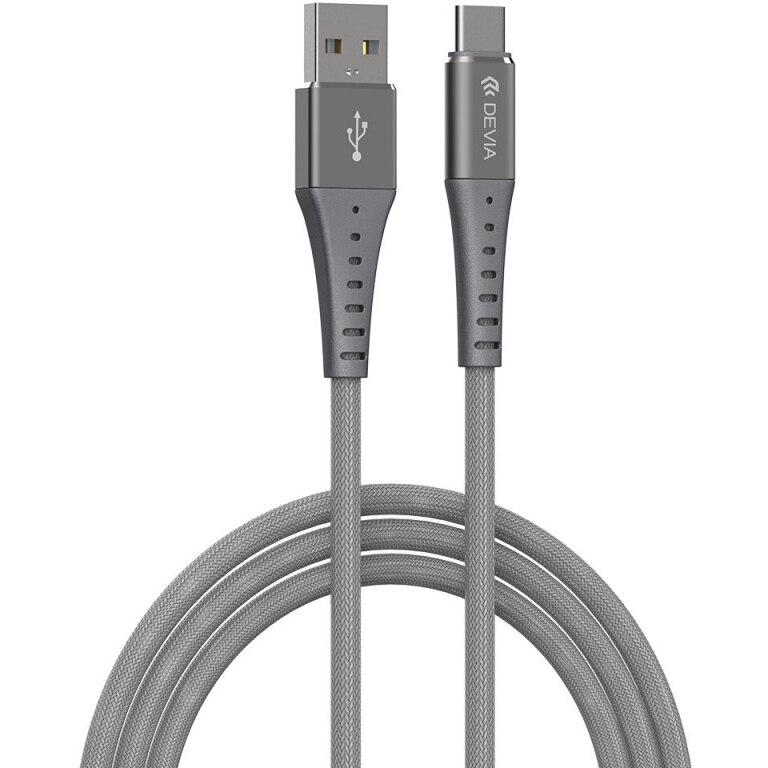Cablu de date Devia Type C Braid Series, 1m, 2.1A, Silver