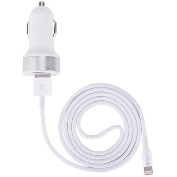 Incarcator Auto Devia 2.4A Smart Series Dual USB Lightning MFI, White Incarcator Auto Devia 2.4A Smart Series Dual USB Lightning MFI, White