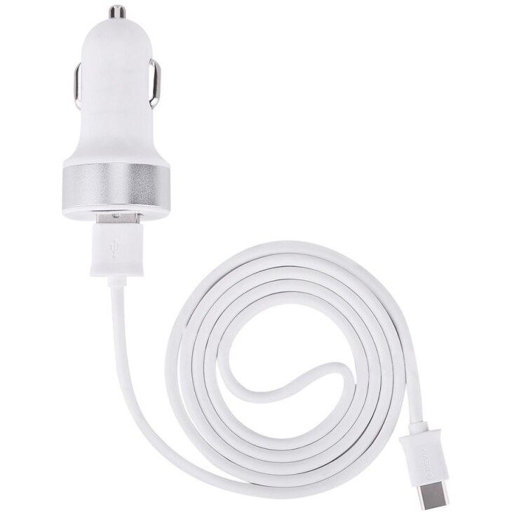 Incarcator Auto Devia 2.4A Smart Series Dual USB Type C, White