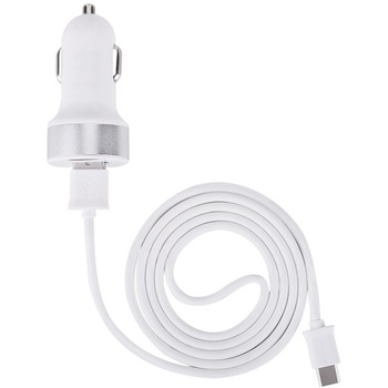 Incarcator Auto Devia 2.4A Smart Series Dual USB Type C, White Incarcator Auto Devia 2.4A Smart Series Dual USB Type C, White