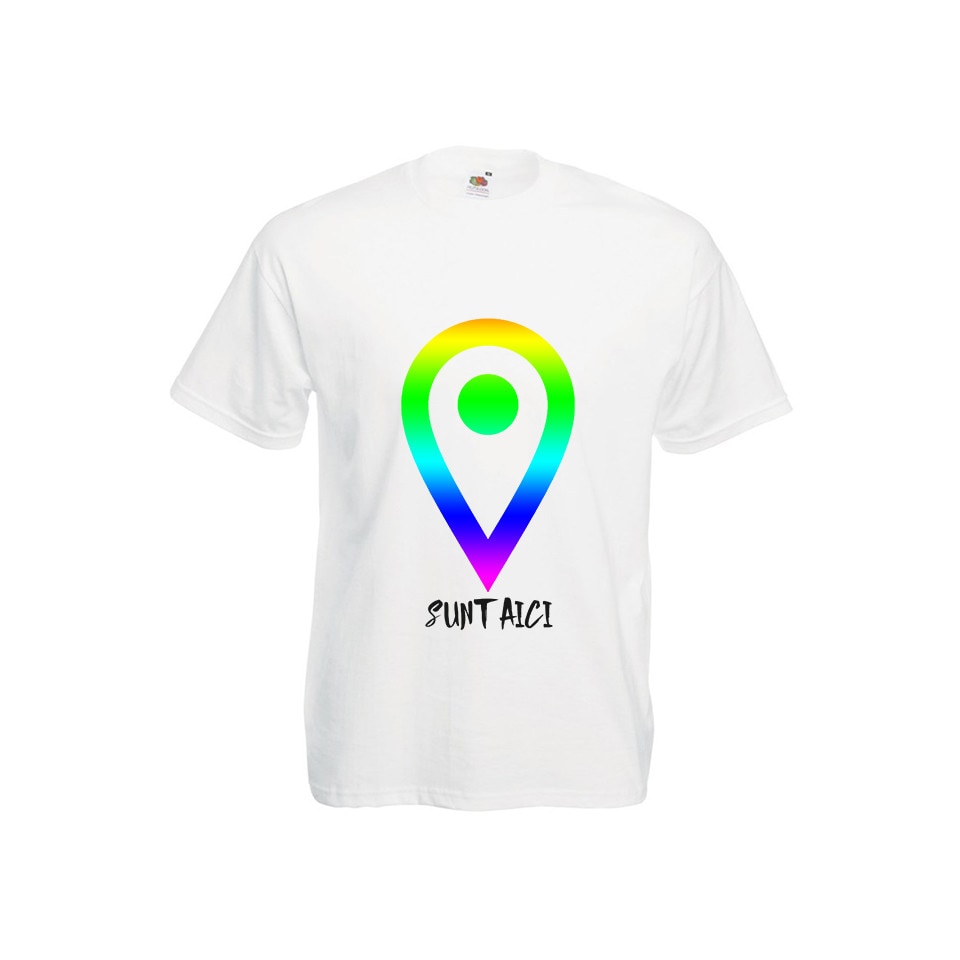 Tricou barbatesc imprimeu Sunt aici alb XXL