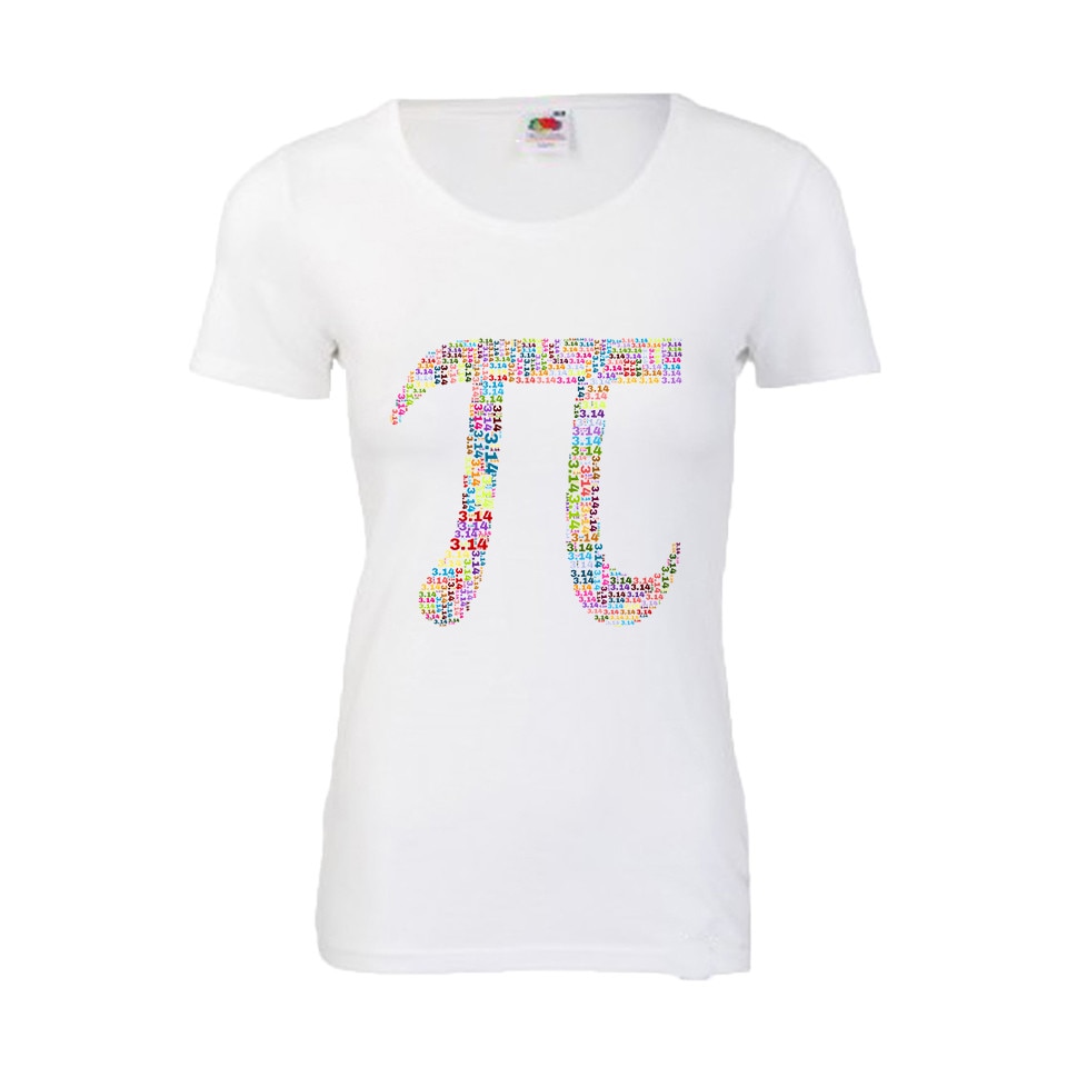 Tricou dama imprimeu dtg PI(3,14) alb M