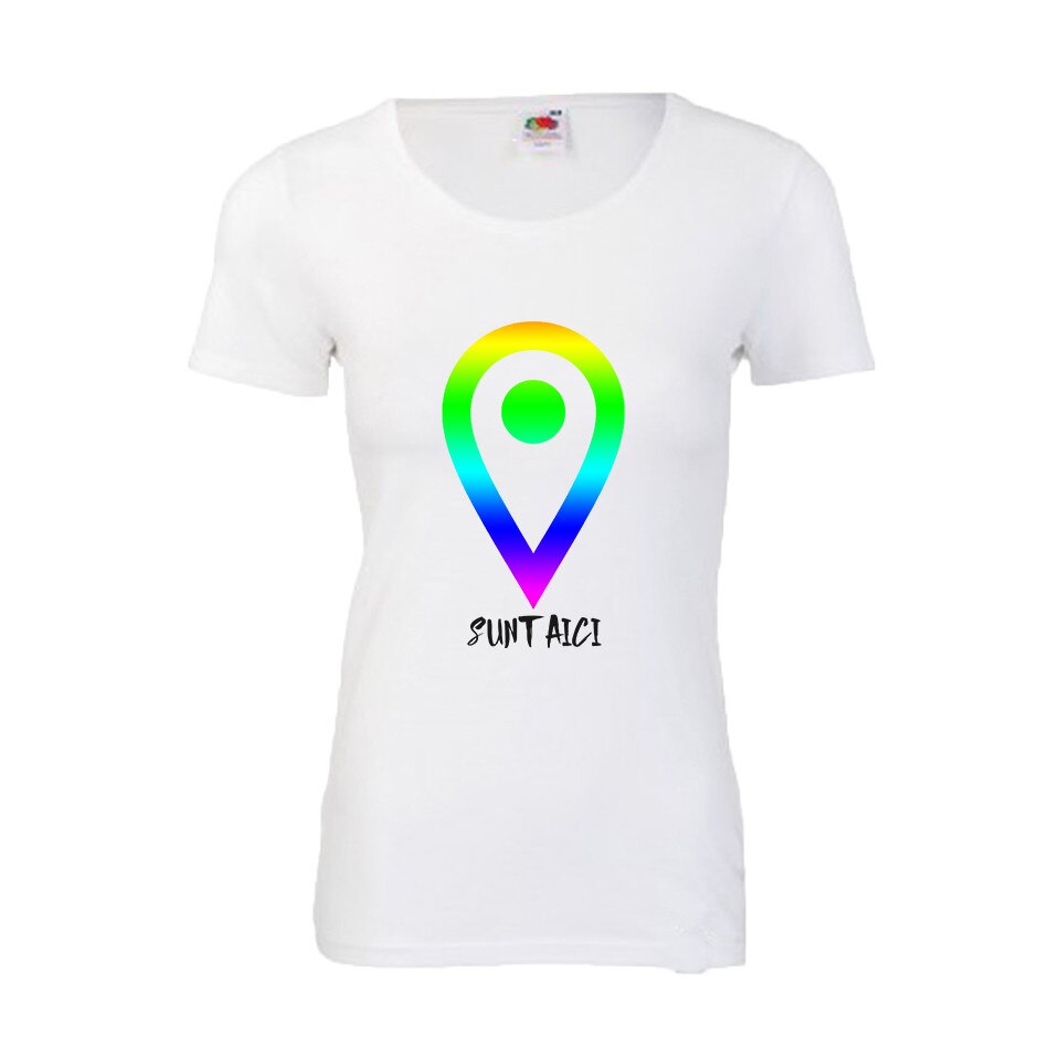 Tricou dama personalizat SUNT AICI alb XL