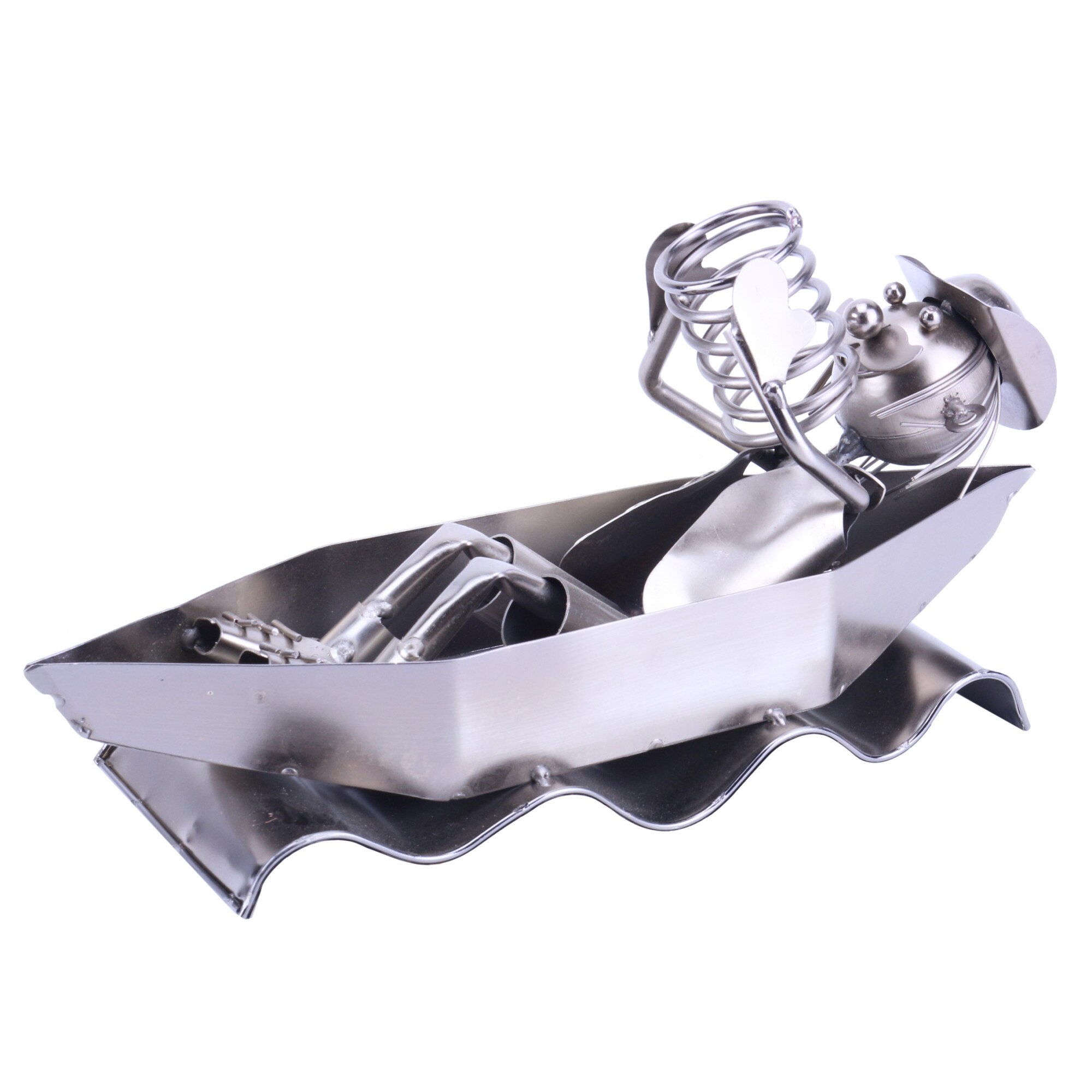 Suport metalic pentru sticla in forma de marinar Liliac, gri, 27 cm