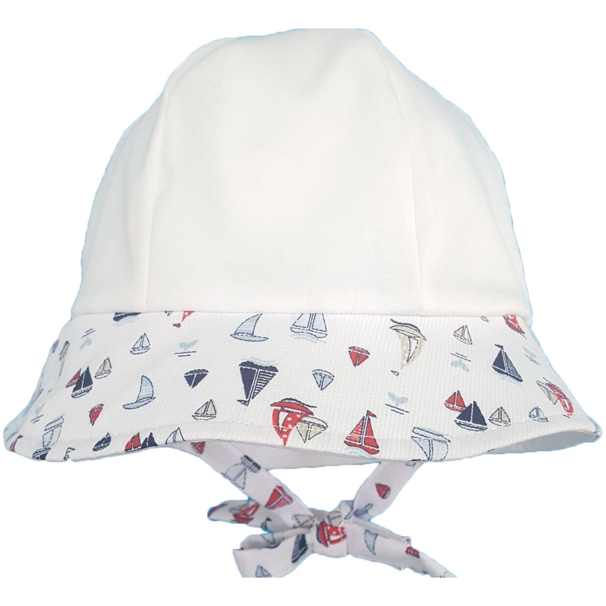 Palarie de vara Mic Pitic cu imprimeu barcute, Alb/Multicolor