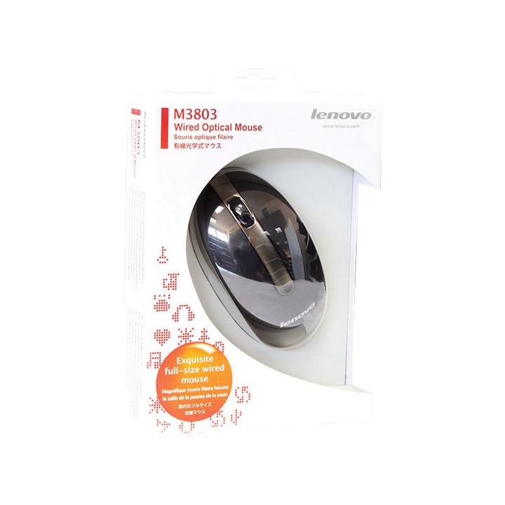 Мишка Lenovo M3803, Оптична, USB, Черeн