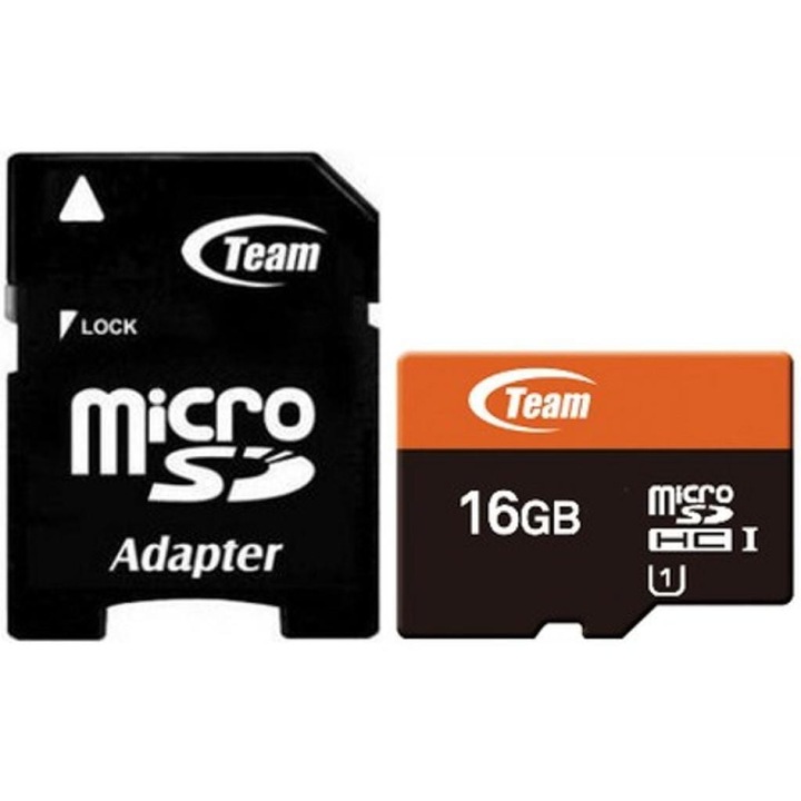 MicroSD памет TeamGroup 16GB microSDHC Class 10 UHS-I + SD Адаптер