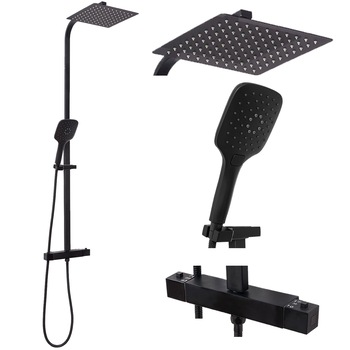 Set de dus, Rea, Jet, Robinet cu termostat, Otel inoxidabil, Negru Set de dus, Rea, Jet, Robinet cu termostat, Otel inoxidabil, Negru