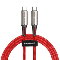 cablu date telefon  baseus cu led  usb-c - usb-c  incarcare rapida  60w  20v  3a  1m  rosu imagen 58_0_
0